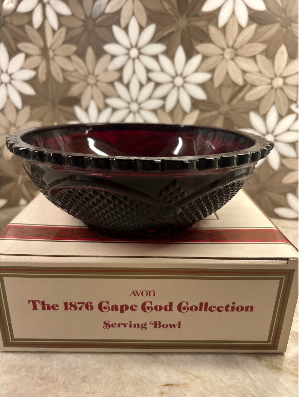 Avon 1876 Cape Cod Collection Ruby Red 8.5" Serving Bowl – New In Original Box